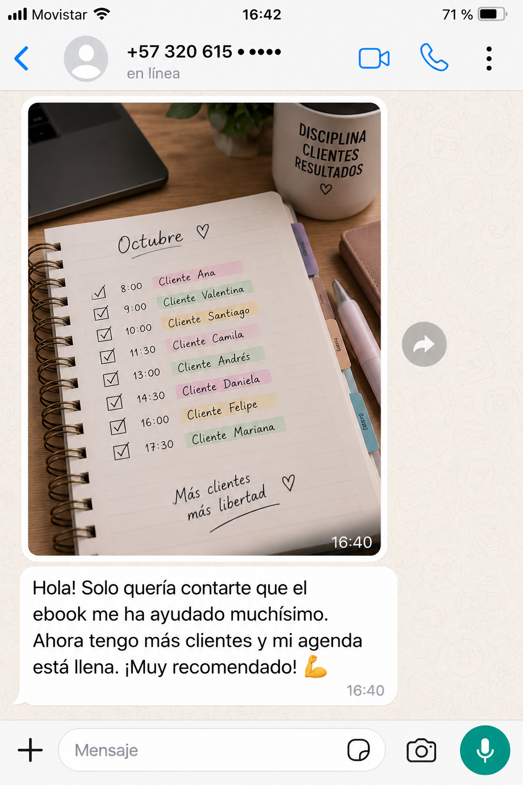 Testimonio sobre una agenda llena de clientes